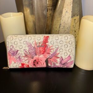 Guess Cream and Pink Floral Wallet